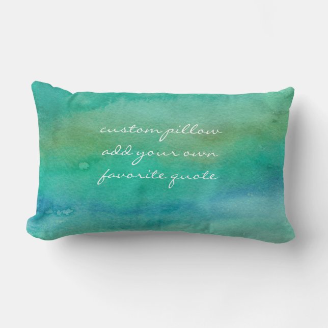Almofada Lombar aquarela adicionar turquesa de texto e azul (Frente)