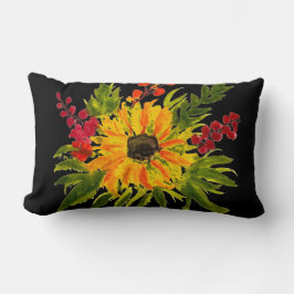 Almofada Lombar Aquarela Girassóis Bonitos Modernos Bonito