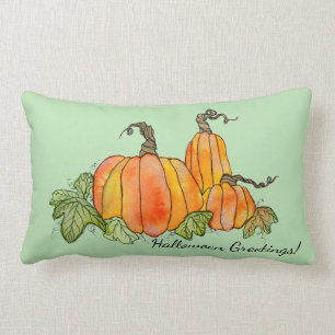 Almofada Lombar Aquarela Pumpkins Halloween Colheita De Farinhas