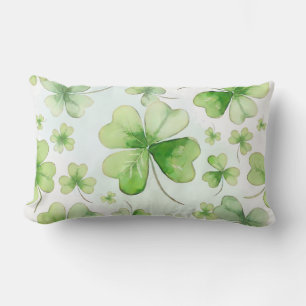 Almofada Lombar Aquarela Sortuda Trevo de Quatro Folhas Irlandês M