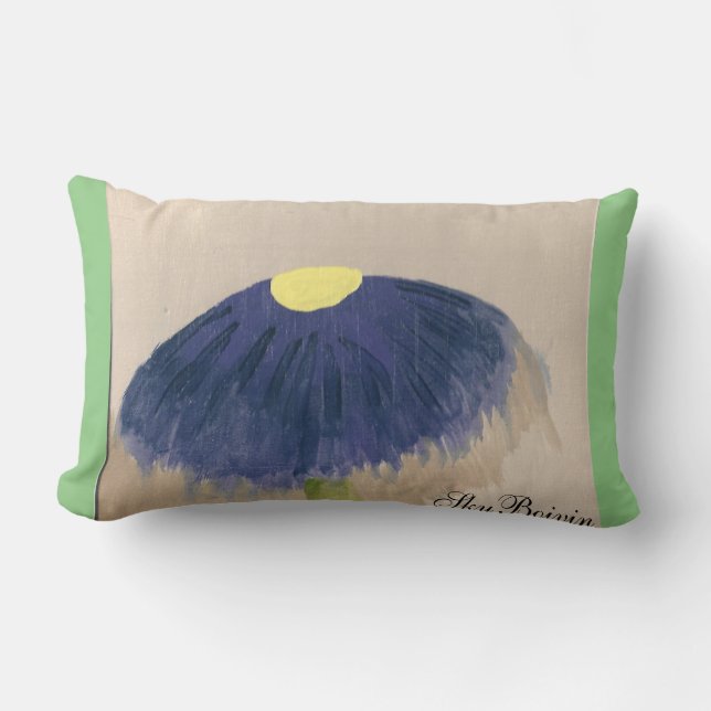 Almofada Lombar aquarelas de flores roxas (Frente)