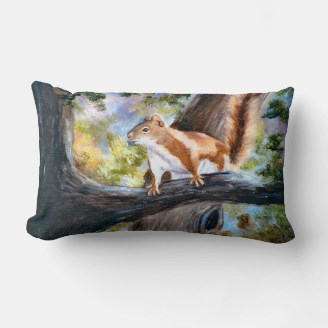 Almofada Lombar Aqui está olhando-o travesseiro do esquilo (Frente)