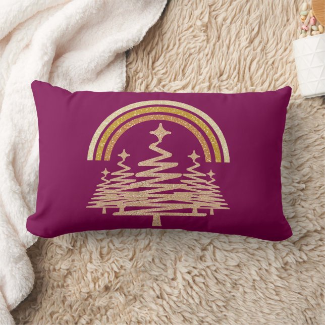 Almofada Lombar Arco-Íris Festivo Dourado Estimulando Árvores-Alvo (Cobertor)