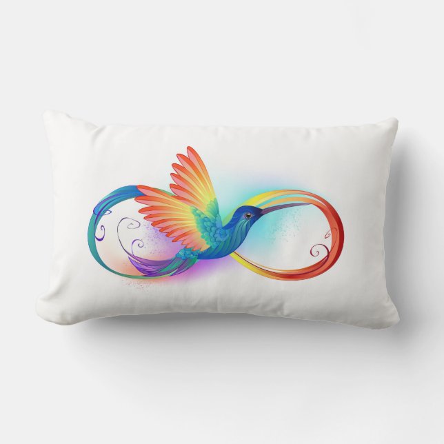 Almofada Lombar Arco-íris Hummingbird com símbolo Infinito (Frente)