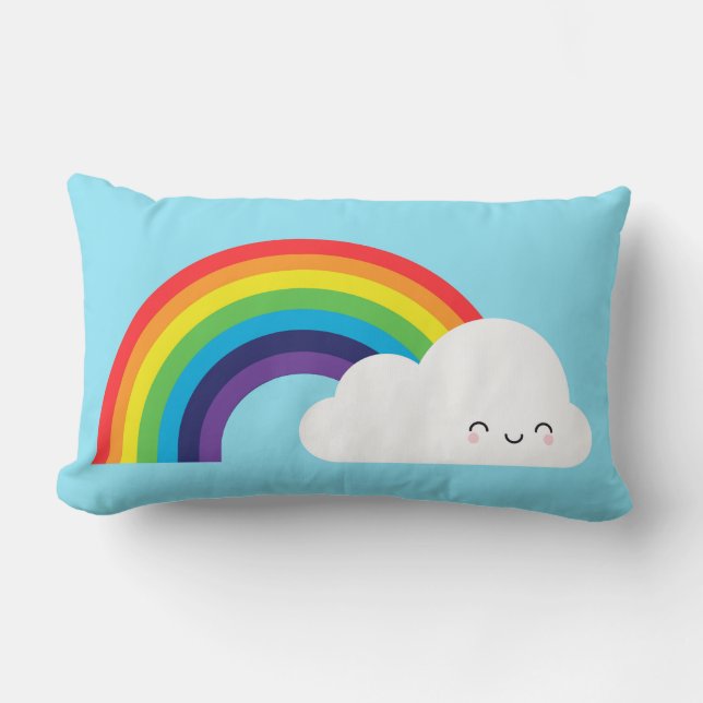 Almofada Lombar Arco-íris Kawaii (Frente)