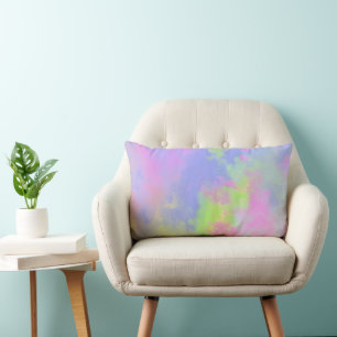 Almofada Lombar Arco-Íris Tinta Efeito de Pinta Azul Cor-de-rosa