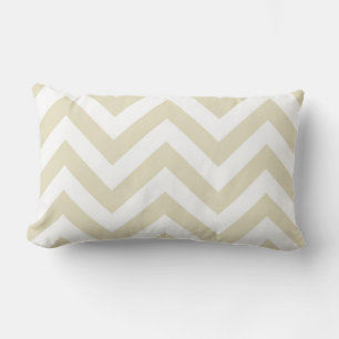 Almofada Lombar Areia Bege Branco Grande Padrão Chevron Zigue-Zagu
