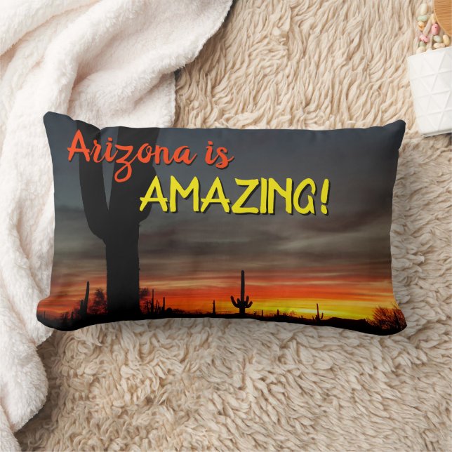 Almofada Lombar "Arizona é incrível!" Sonoran Desert Cactus Sunset (Cobertor)