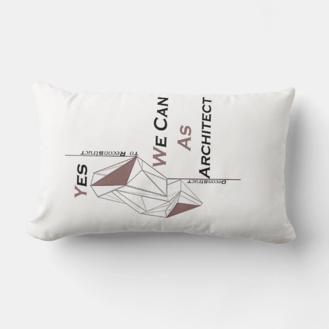 Almofada Lombar arquitetura, design moderna, arte geométrica, pret (Frente)