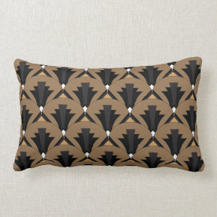 Almofada Lombar Art deco do preto e do Taupe modelado