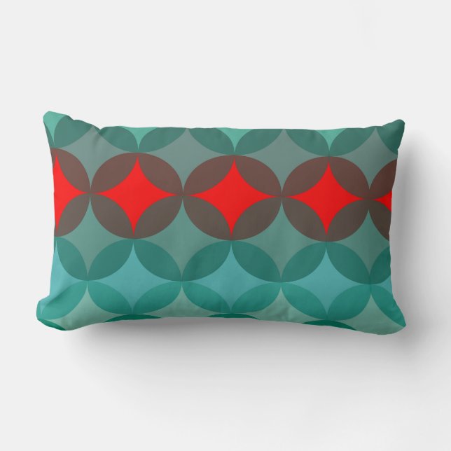 Almofada Lombar art deco inspirou o teal e o abstrato vermelho (Frente)