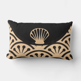 Almofada Lombar Art Deco Japão (Amarelo-Manteiga + Preto)