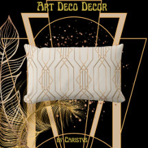 Art Deco Linen e Dourado Travesseiro lombar
