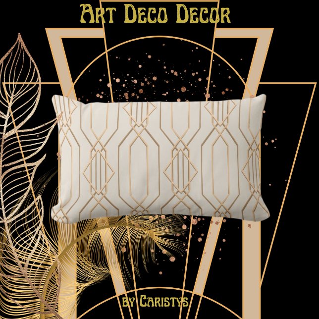 Almofada Lombar Art Deco Linen e Dourado Travesseiro lombar (Criador carregado)
