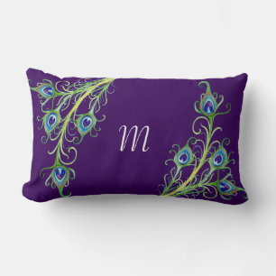 Almofada Lombar Art Deco Nouveau Estilo Peacock Penas