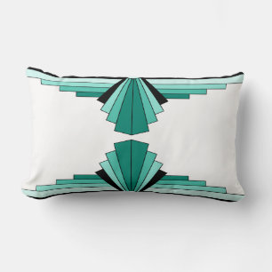 Almofada Lombar Art Deco Patterin in Greens and Black Lumbar Cushi