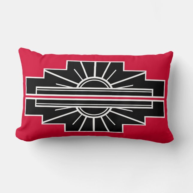 Almofada Lombar Art Deco Pattern in Red Based on classic art deco (Frente)