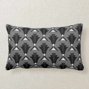 Almofada Lombar art deco preto e branco do 1920 geométrico