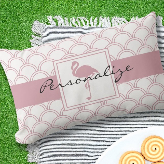 Almofada Lombar Art Deco Wave Patten Pink Flamingo (Criador carregado)