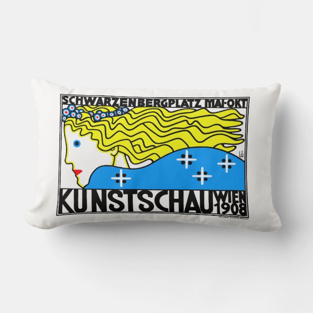 Almofada Lombar Art Nouveau Art Show Fair Maiden de 1908 (Frente)