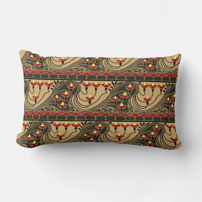 Almofada Lombar Art Nouveau Artes e Artesanatos Dragonfly Floral F (Frente)