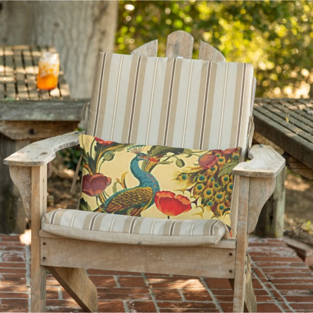 Almofada Lombar Art Nouveau Elegance: Sidewall, The Peacock, 1896 (Cadeira)