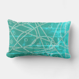 Almofada Lombar Arte abstrata verde azul linha círculos minimalism