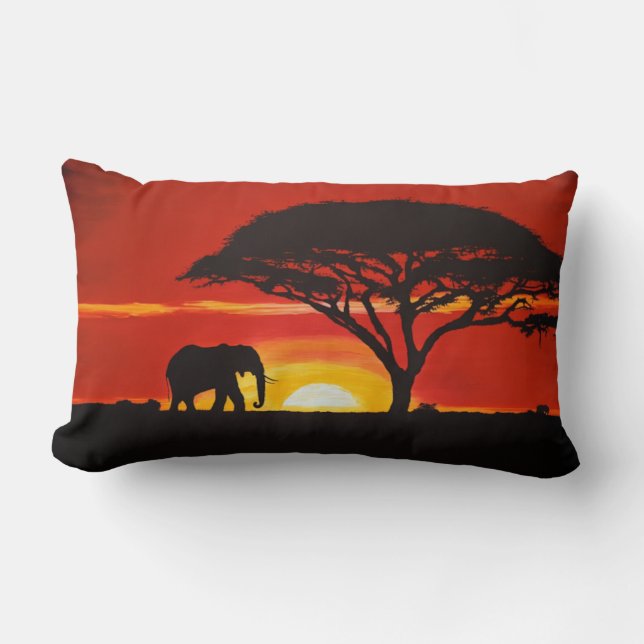 Almofada Lombar Arte Afro-Elefante (Frente)
