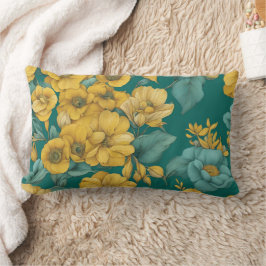 Almofada Lombar Arte AI do Modo Floral Amarelo