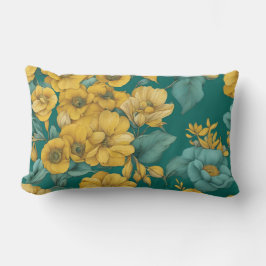 Almofada Lombar Arte AI do Modo Floral Amarelo