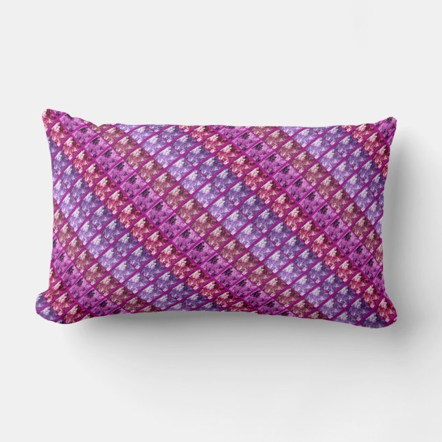 Almofada Lombar Arte da samambaia/azul da tira Diag da (Frente)