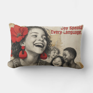 Almofada Lombar Arte de Colagem Vintage de Crianças Rindo