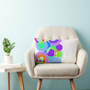 Almofada Lombar Arte Espiral Retroativa Abstração Púrpura Branco