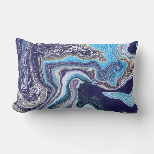 Almofada Lombar Arte Fluida Marble Azul (Frente)