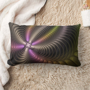 Almofada Lombar Arte Fractal 3D Colorida abstrato brilhante