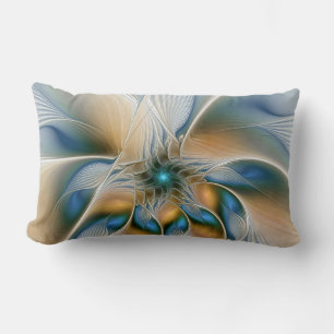 Almofada Lombar Arte fractal de fantasia abstrata com azul
