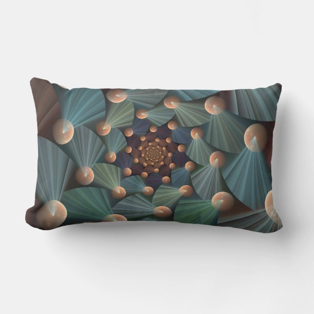 Almofada Lombar Arte Fractal Moderna Com Profundidade, Castanho, C (Frente)