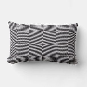 Almofada Lombar Arte Negra e Branca - Faixa de Diamante Geométrica