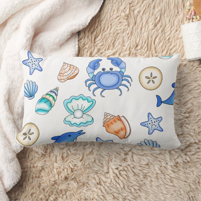 Almofada Lombar Arte Oceânica de Praia (Cobertor)