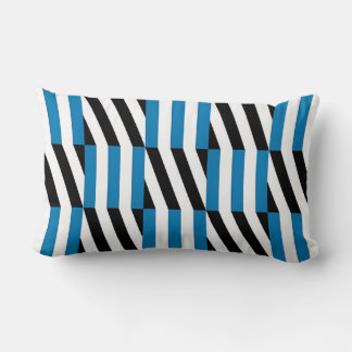 Almofada Lombar Arte Óptica Moderna Geométrica Azul Preto e Branco