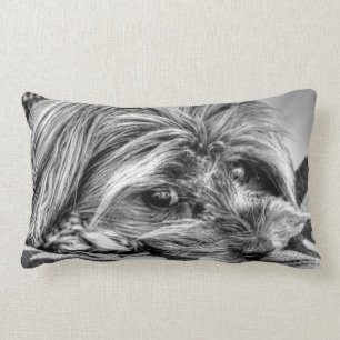 Almofada Lombar Arte preto e branco de Yorkie do yorkshire terrier