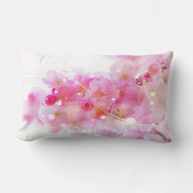 Almofada Lombar Árvore de Cerejeira Japonesa com Flores Rosa Paste (Frente)