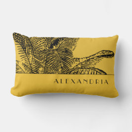 Almofada Lombar Árvore de Palma Amarelo-Preto de Mostarda | Nome p