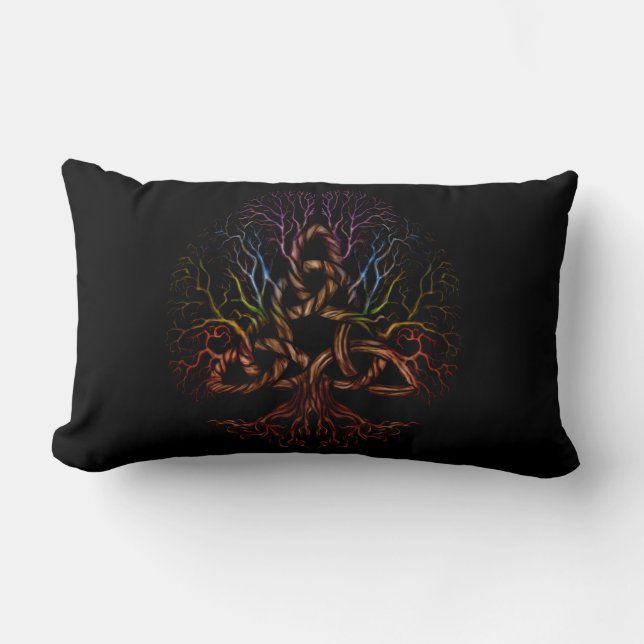 Almofada Lombar Árvore de vida colorida com Triquetra (Frente)