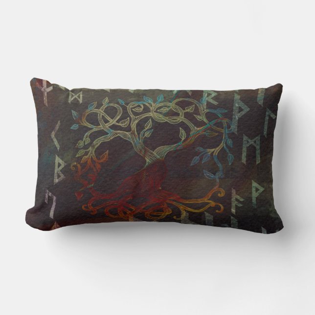 Almofada Lombar Árvore de vida - Yggdrasil - e runes (Frente)