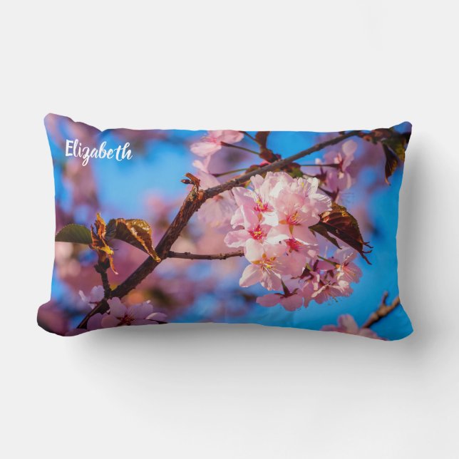 Almofada Lombar Árvore Sakura em Flor de Rosa (Frente)