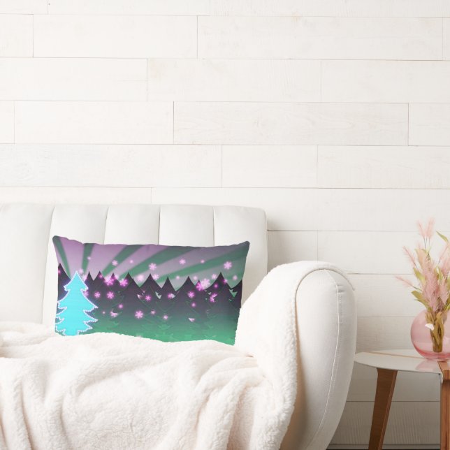 Almofada Lombar Árvores de Natal Matizes de Verde (Sofá)