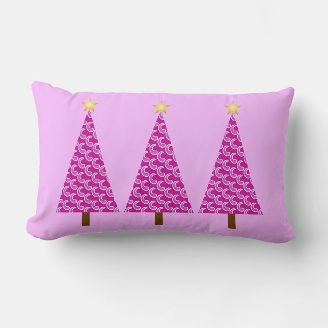 Almofada Lombar Árvores de Natal modernas de púrpura (Frente)