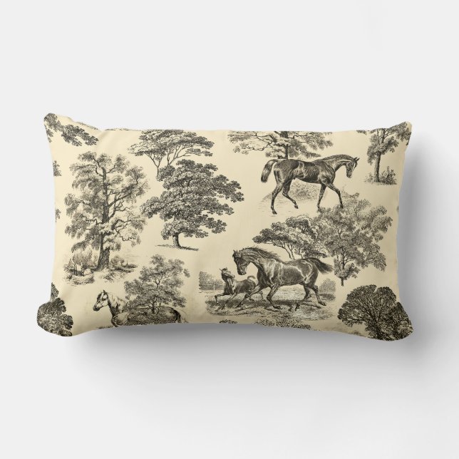 Almofada Lombar Árvores Rústicas Elegantes Beige Tan Toile (Frente)