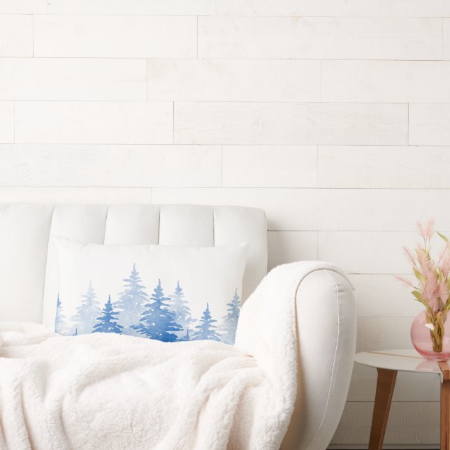 Almofada Lombar Árvores Verdes Azuis (Sofá)